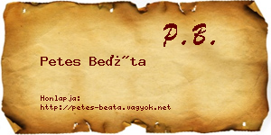 Petes Beáta névjegykártya