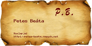 Petes Beáta névjegykártya